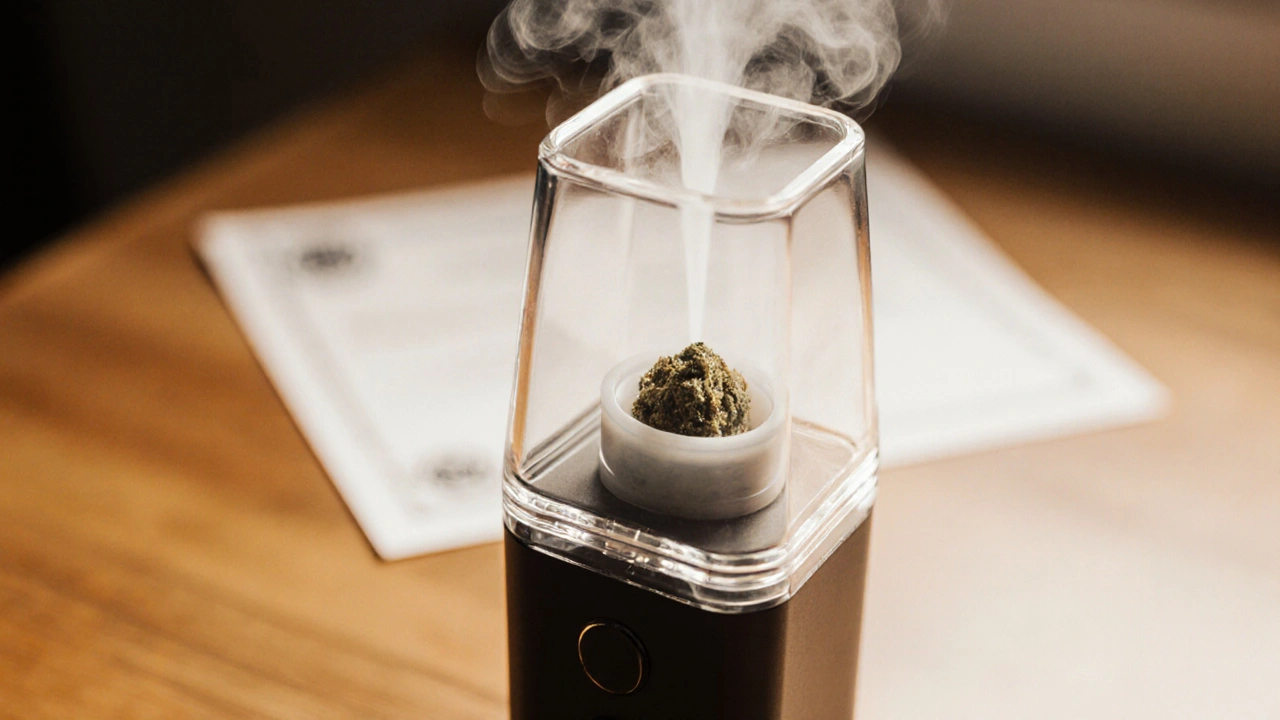 Vaporizér s jemným výparou a křehkým CBD crumble uvnitř