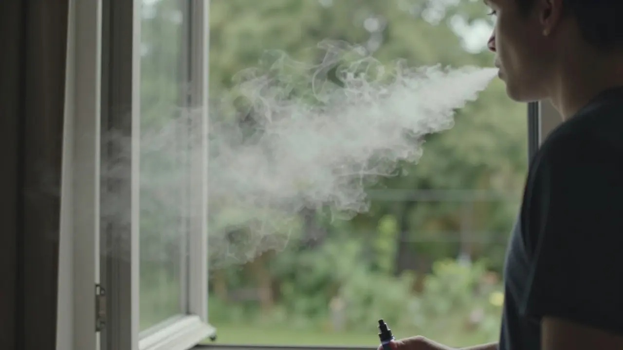 Pára z vapes se rychle rozptyluje při otevřeném okně