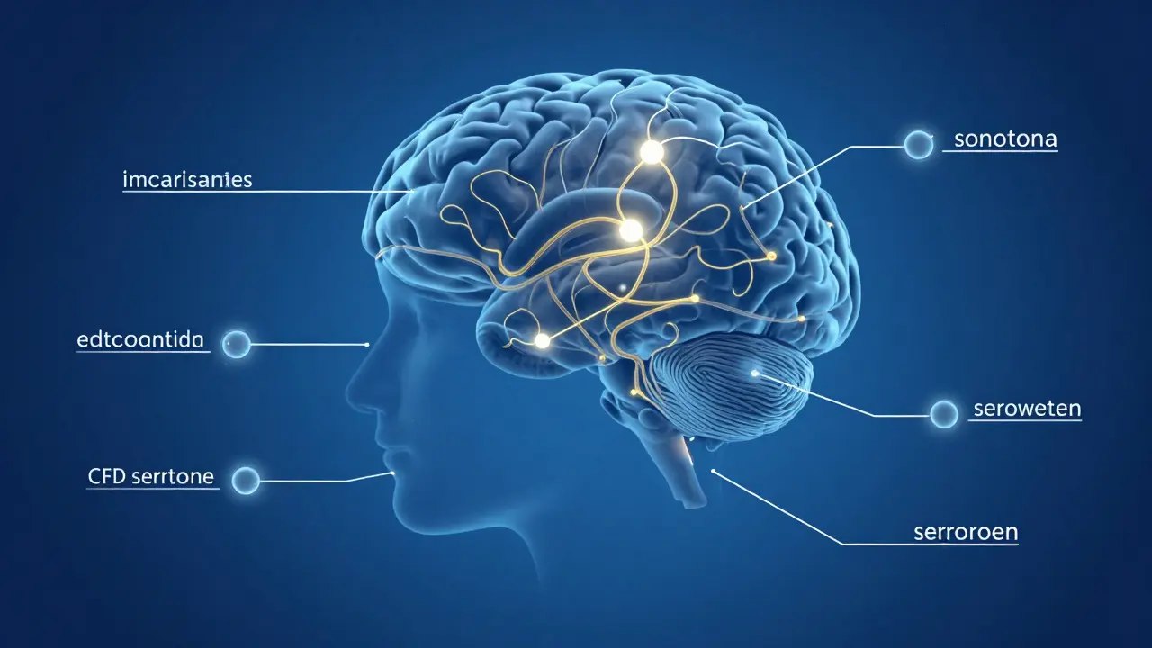 Konceptuální ilustrace mozku s zlatými neuronovými spojeními