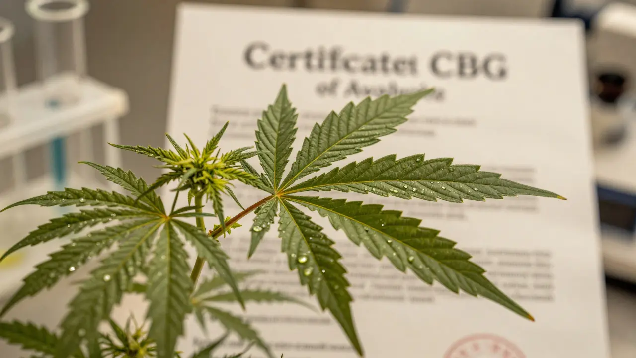 List konopí s certifikátem analýzy pro kontrolu kvality