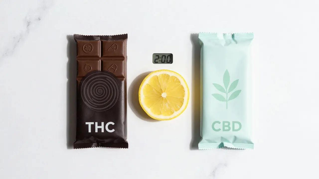 Porovnání THC a CBD čokoládových tyčinek s časovačem